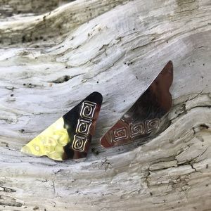 Silver tone triangle earrings